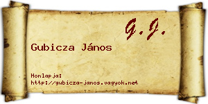Gubicza János névjegykártya